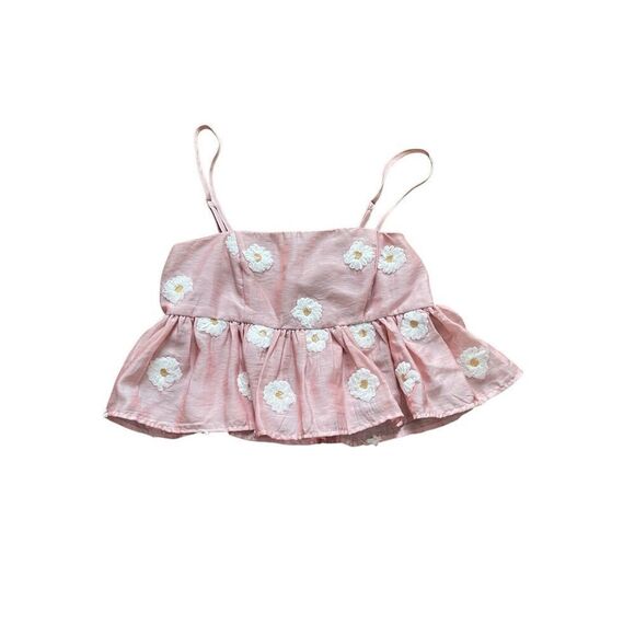 Storia Pink Daisy Peplum Crop Top – XS (NWT) - Picture 1 of 5